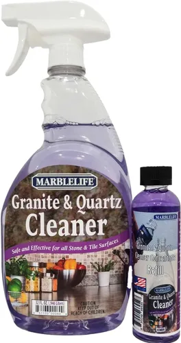 Marblelife Kit de limpiador de granito y cuarzo, limpiador en aerosol listo para usar de 32 onzas + repuesto de concentrado de 4 onzas, limpiador