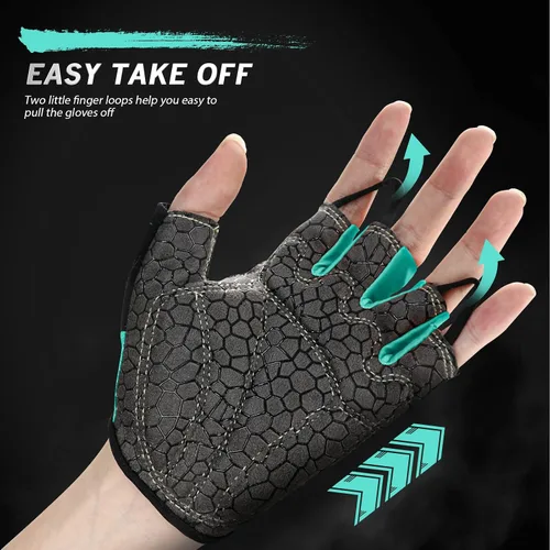 Miniatura 3 de Guantes de bicicleta para hombres y mujeres con almohadilla antideslizante que absorbe los golpes, guantes de ciclismo ligeros de medio dedo