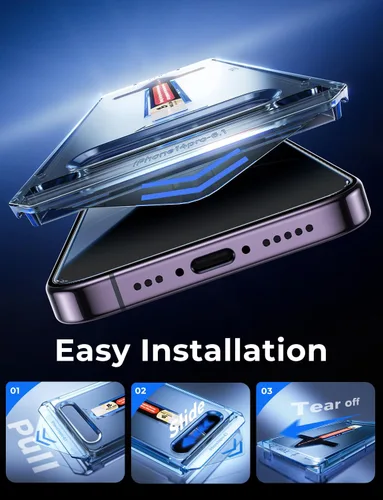 Miniatura 4 de MAGIC JOHN Paquete de 2 protectores de pantalla de privacidad para iPhone 14 Pro de 6.1 pulgadas (no máximo), vidrio templado, instalación