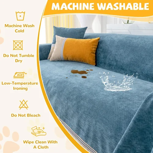 Miniatura 7 de Funda de sofá para sofá de 2 cojines, apta para mascotas, resistente al agua, antiarañazos, protector de muebles seccional en forma de L, funda