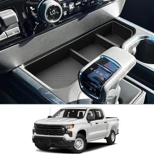 Miniatura 11 de CDEFG Organizador de consola central Chevy Silverado Sierra 2500HD 3500HD 2019-2025 2026 (solo asiento plegable de banco dividido)