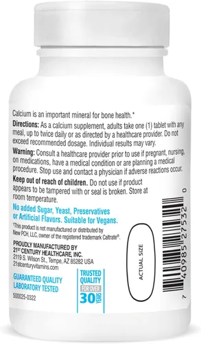 Miniatura 2 de 21st Century Suplemento de calcio, 600 mg, 75
