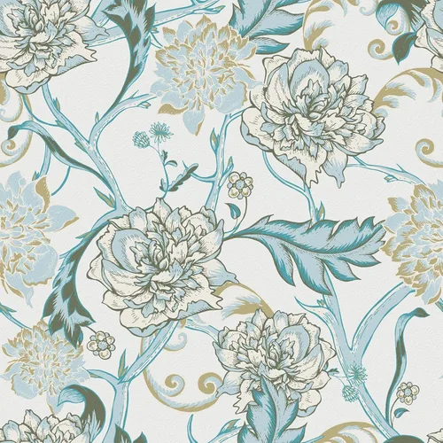 WESTICK Papel tapiz floral azul para dormitorio, papel de contacto floral azul índigo, papel tapiz de flores vintage para baño, sala de estar,