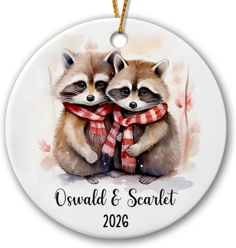 Miniatura 18 de Adorno de cerámica personalizado para pareja de leones 2026, regalos para parejas recién nacidas, novio, novia, adorno para parejas de leones, árbol