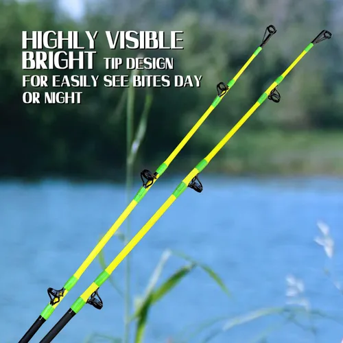 Miniatura 4 de Fiblink Cañas de pescar de bagre de 7'6"/8'6"/10'Caña de bagre verde 1 pieza/2 piezas portátil de viaje Caña de pesca de bagre de pesca de bagre