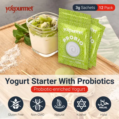 Miniatura 2 de Yogourmet Iniciador de Yogur con Probióticos (Paquete de 12, Versión a Granel) - Haz Yogur en Casa - Fermento para Cultivo - Todo Natural, Sin