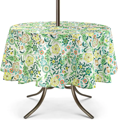Miniatura 12 de UMINEUX Mantel para exteriores con agujero para sombrilla y cremallera, para primavera/verano, impermeable, para picnic, barbacoa, jardín