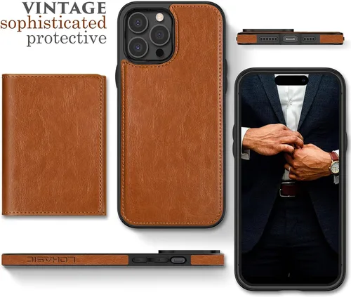 Miniatura 5 de LOHASIC Funda tipo cartera para iPhone 12 Pro Max, soporte para 6 tarjetas, parte trasera magnética desmontable, compatible con Mag-Safe, funda