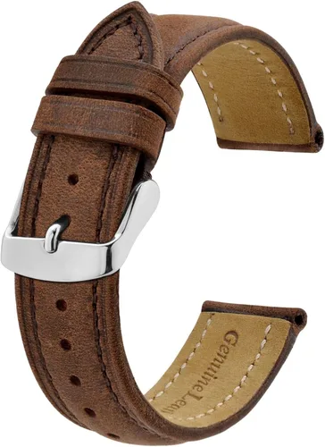 BISONSTRAP Correa de reloj, pulsera de repuesto de cuero vintage, ancho de la correa 0.551in, 0.591in, 0.630in, 0.669in, 0.709in, 0.748in, 0.787in,