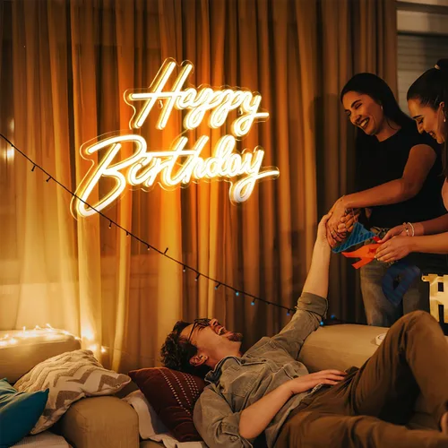 Miniatura 5 de LALAFINA Letreros de neón con luces LED de neón para decoración de telón de fondo de cumpleaños, cualquier edad, decoración de celebración