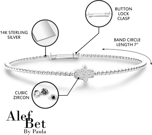 Miniatura 9 de Alef Bet by Paula Hamsa Hand Bracelet Sterling Silver for Women Worn for Protection and Abundant Blessings Beautiful Design for Everyday Wear