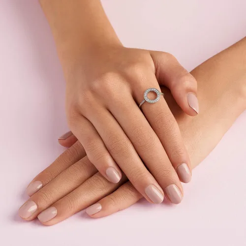 Miniatura 6 de Pandora Joyas corazones de pandora halo anillo de zirconia cúbica en plata esterlina, Metal, Zirconia cúbica
