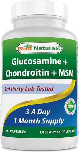 Best Naturals, Suplementos MSM de glucosamina condroitina, 2600 mg por porción, 90 cápsulas (90 unidades (paquete de 1))