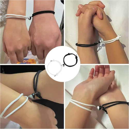 Miniatura 5 de Pulsera magnética para parejas, con corazón, atracción mutua, a juego, regalos para mujeres, hombres, novio, novia, mejor amigo, Acero inoxidable