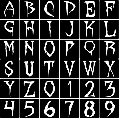 Miniatura 8 de 26 plantillas de letras de Halloween, plantillas de pintura del alfabeto, reutilizables, plantillas de letras de dibujo para pintar sobre lienzo