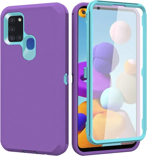 Miniatura 8 de Funda para Galaxy A21s versión de EE. UU., carcasa de cuerpo completo A21s con protector de pantalla integrado, funda de protección híbrida de tres