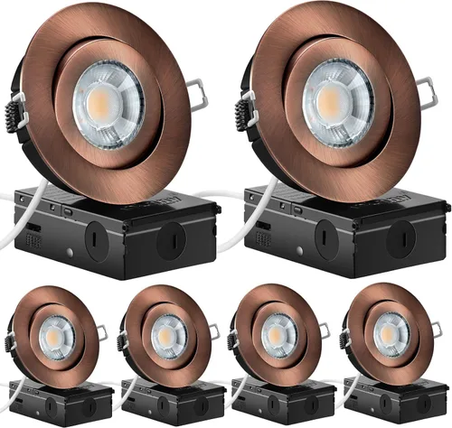 Miniatura 8 de KnLnny Ware Luces empotradas con cardán negras de 4 pulgadas con luz nocturna, paquete de 6, luces empotradas con cardán sin carcasa con caja