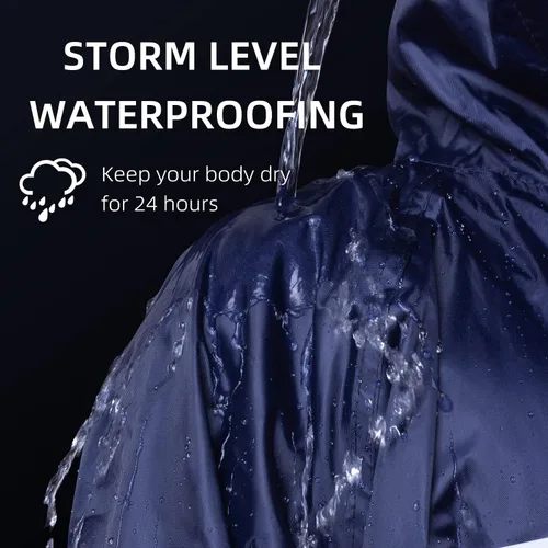 Miniatura 2 de Coralrain Impermeable largo con capucha de seguridad, impermeable, chaqueta de lluvia de emergencia, poncho para hombres, mujeres y adultos