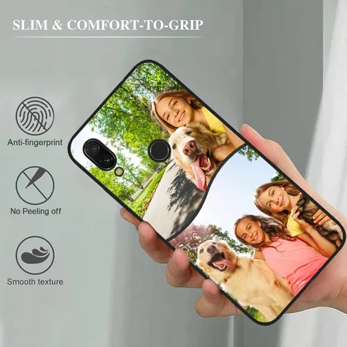 Miniatura 4 de Funda personalizada para teléfono Redmi Note 7 de 6.3 pulgadas, funda personalizada con múltiples imágenes, funda suave con nombre, regalo de Negro