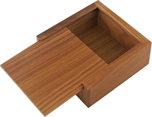 Miniatura 7 de Joyero de nogal de 3.7 x 3.7 x 1.6 pulgadas para anillos, aretes, recuerdos, regalo de boda, regalo elegante, caja de madera hecha a mano