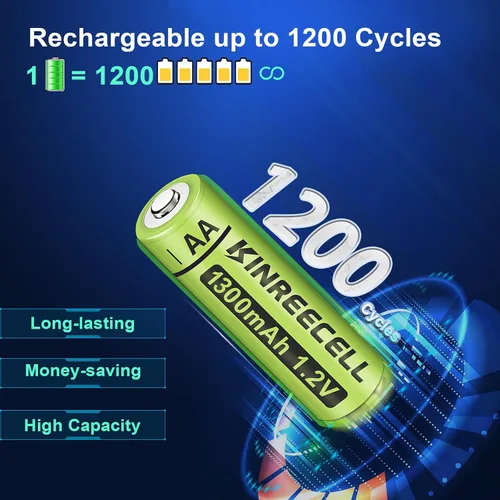 Miniatura 3 de Baterías AA recargables, baterías solares Ni-MH doble A de alta capacidad 1.2 V precargadas para luces solares al aire libre (AA-1300mAh-12pack)