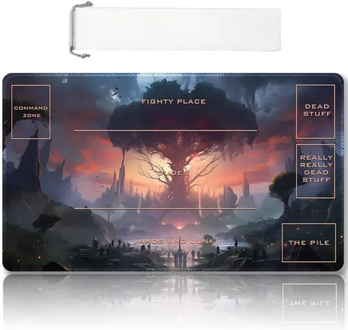 Miniatura 53 de Tapete de juego MTG cosido de alta calidad con zonas y respaldo de goma antideslizante, tapete de juego TCG para MTG y otros juegos de cartas, Dkt