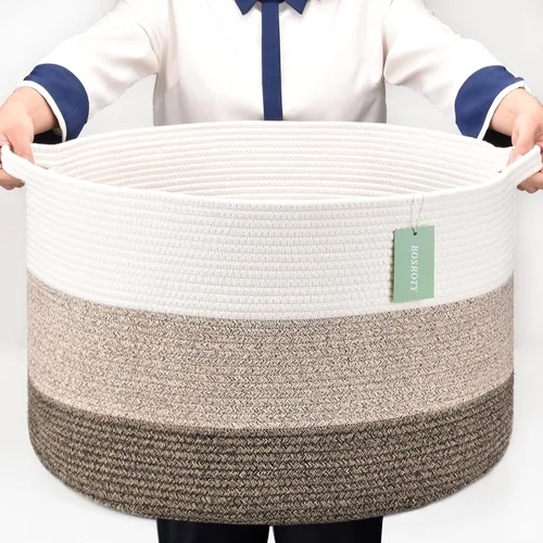 Miniatura 32 de Cesta Extra Grande para Mantas 87L, Cesta para Ropa Sucia, Cesta de Guardería para Bebés para Almacenamiento de Juguetes, Ropa y Toallas, Cesta