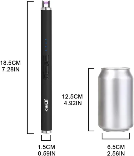 Miniatura 7 de Encendedor de velas recargable por USB, encendedor de arco electrónico, resistente al viento, sin llama, con botón de seguridad para camping, Negro