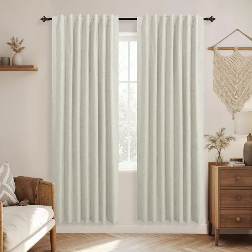 Miniatura 88 de KOUFALL - Cortinas de medio estilo francés de lino para ventana, juego de 2 cortinas cortas de 40 pulgadas de longitud, para privacidad, cortinas