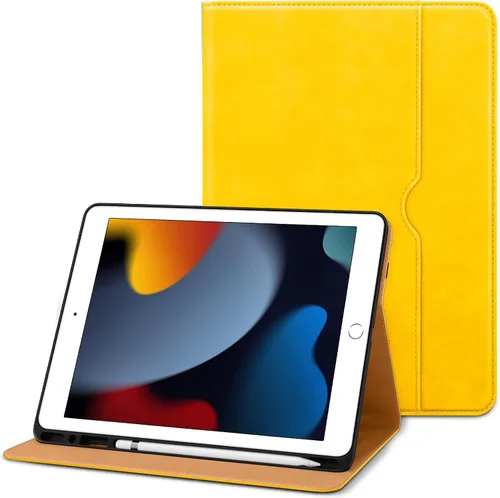 Miniatura 22 de DTTO para iPad de 9ª/8ª/7ª generación de 10.2 pulgadas 2021/2020/2019, funda tipo cartera de negocios de cuero premium con soporte para Apple Pencil