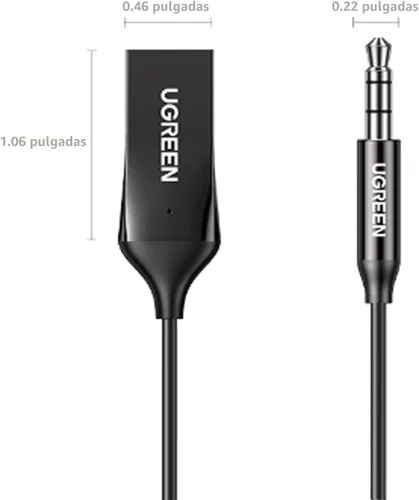 Miniatura 9 de UGREEN Adaptador Aux a Bluetooth 6.0 Receptor Bluetooth de 3.5mm para Coche Kit USB 2.0 a Conector de 3.5mm con Micrófono Integrado Entrada Auxiliar