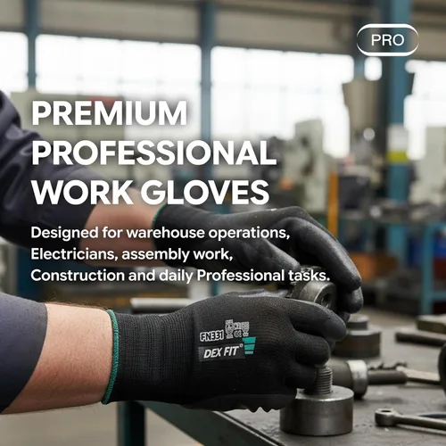 Miniatura 2 de DEX FIT Premium Black Work Gloves FN331, 3D Comfort Fit, Power Grip, Touchscreen, Nitrile Coated