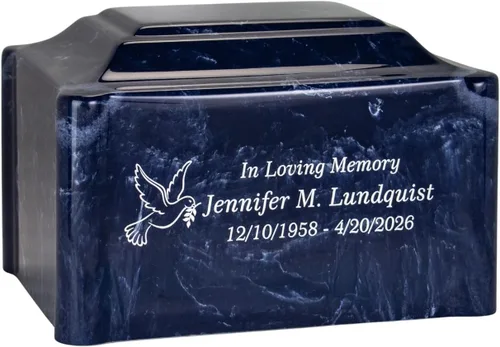 Miniatura 13 de Urna de cremación de mármol cultivado de claremont negro grabada personalizada, tamaño adulto, urnas de cremación para cenizas humanas, entierro