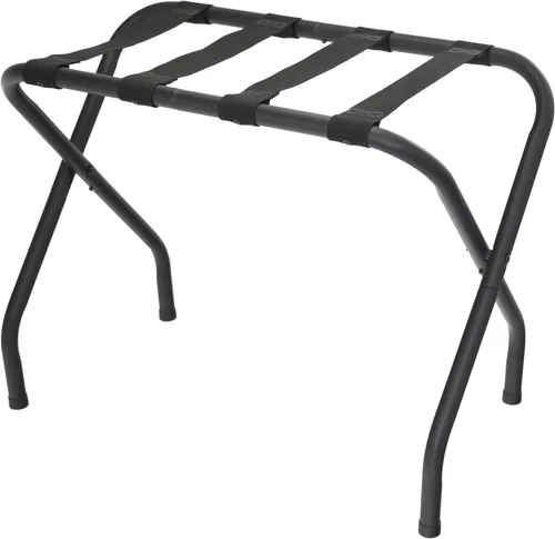 Portaequipajes plegable, soporte de maleta de metal resistente con correas de nailon, portaequipajes plegable para habitación de invitados,