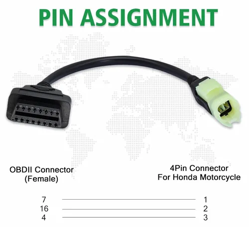 Miniatura 5 de Adaptador OBD2 para Honda de 4 pines a 16 pines cable de diagnóstico de motocicleta, compatible con CBR1000RR/CBR600RR/VFR 800/CRF1000/CB1100/NC750