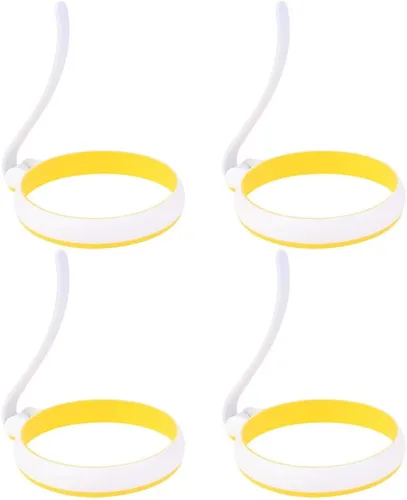 PRETYZOOM 4 anillos de silicona antiadherentes para huevos, moldes redondos de tortilla de 5 pulgadas con asas para cocinar fácilmente en la plancha