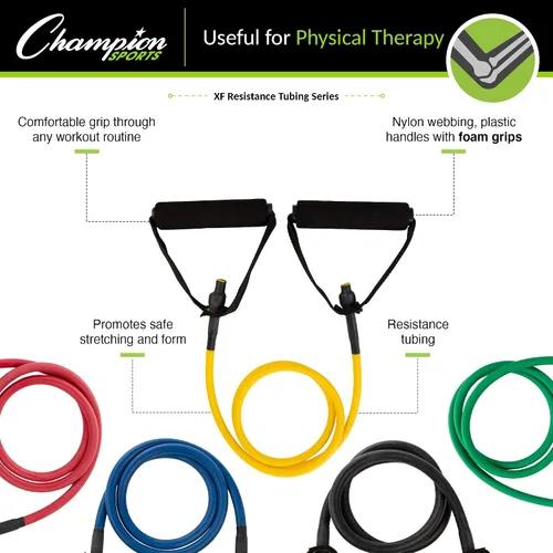 Miniatura 4 de Champion Sports Bandas de tubo de resistencia para hombres y mujeres, extra ligeras a súper resistentes - Banda de fitness duradera para Amarillo