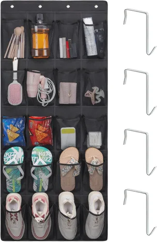 F-color Organizador colgante grande – Organizador de zapatos sobre la puerta, artículos esenciales de crucero para armario y despensa, 20 bolsillos