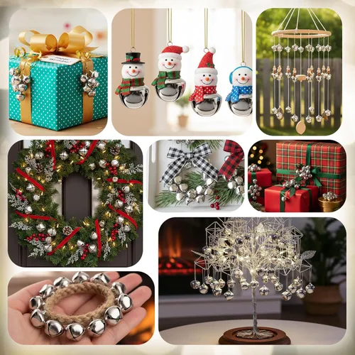 Miniatura 6 de MCPINKY 170 cascabeles, mini campanas para manualidades, para decoraciones de regalos, bolsas de regalo de bricolaje, 0.5 pulgadas, color plateado