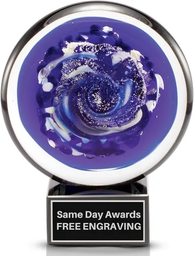 Miniatura 19 de Premio de Vidrio Artístico Soplado a Mano – Premio Elegante con Grabado Personalizado para Corporativo, Deportes, Jubilación, Reconocimiento