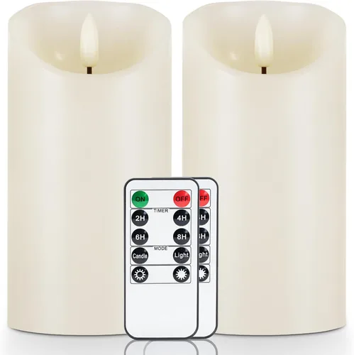Miniatura 9 de 5plots Velas LED de Pilar con Efecto Radiante sin Llama Parpadeantes de Color Blanco Puro de 3" x 6" con Carcasa Transparente, de Vidrio Irrompible