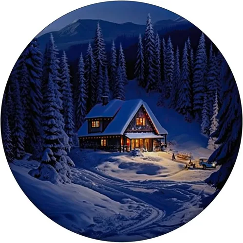 Miniatura 3 de Cabaña nevada del bosque de invierno en pinos PopSockets estándar PopGrip