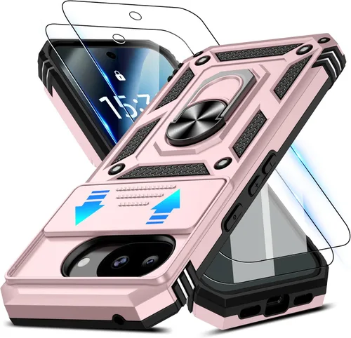 Miniatura 101 de ATUMP Funda para OnePlus Nord N200 5G con protector de pantalla HD con cubierta para cámara deslizante, soporte de anillo de rotación de 360°