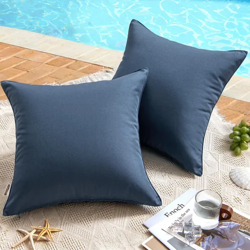 Miniatura 39 de MIULEE - Juego de 2 fundas de almohadas decorativas para exteriores, impermeables, cuadradas, para jardín, para cenador de primavera, tienda de Negro