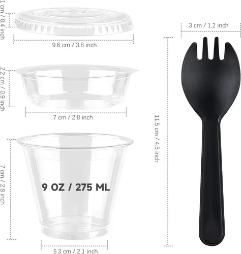 Miniatura 2 de TOFLEN Vasos de plástico transparente para yogur y parfait con tapas, desechables para llevar, tazas de cereales para desayuno, aperitivos, frutas