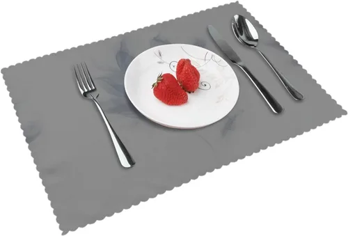Miniatura 14 de Rectangular Placemats Set of 4, Heat Resistant Litchi Printed Kitchen Dining Table Mats