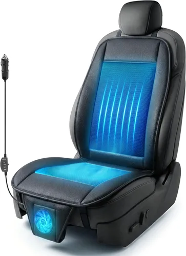 ZONETECH Cojín de enfriamiento para asiento de auto 12V negro, temperatura ajustable, cómodo cubreasiento de auto