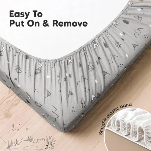 Miniatura 6 de KeaBabies Paquete de 2 sábanas orgánicas para cuna para niños y niñas, sábana bajera ajustable de 52 x 28 pulgadas, funda de algodón de jersey Bosque