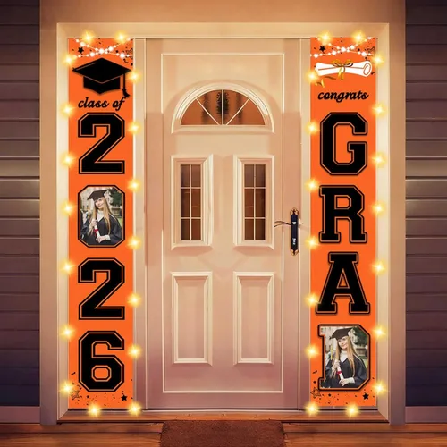 Miniatura 8 de Decoraciones personalizadas para fiestas de graduación 2026 – Cartel de felicitación de graduación grande – Cartel de fondo de graduación