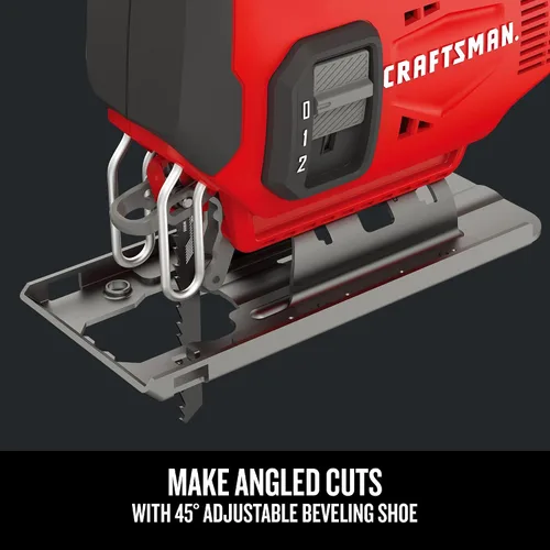 Miniatura 7 de CRAFTSMAN Kit de sierra caladora inalámbrica V20, 3 ajustes orbitales, hasta 2,500 SPM, batería y cargador incluidos (CMCS600D1)